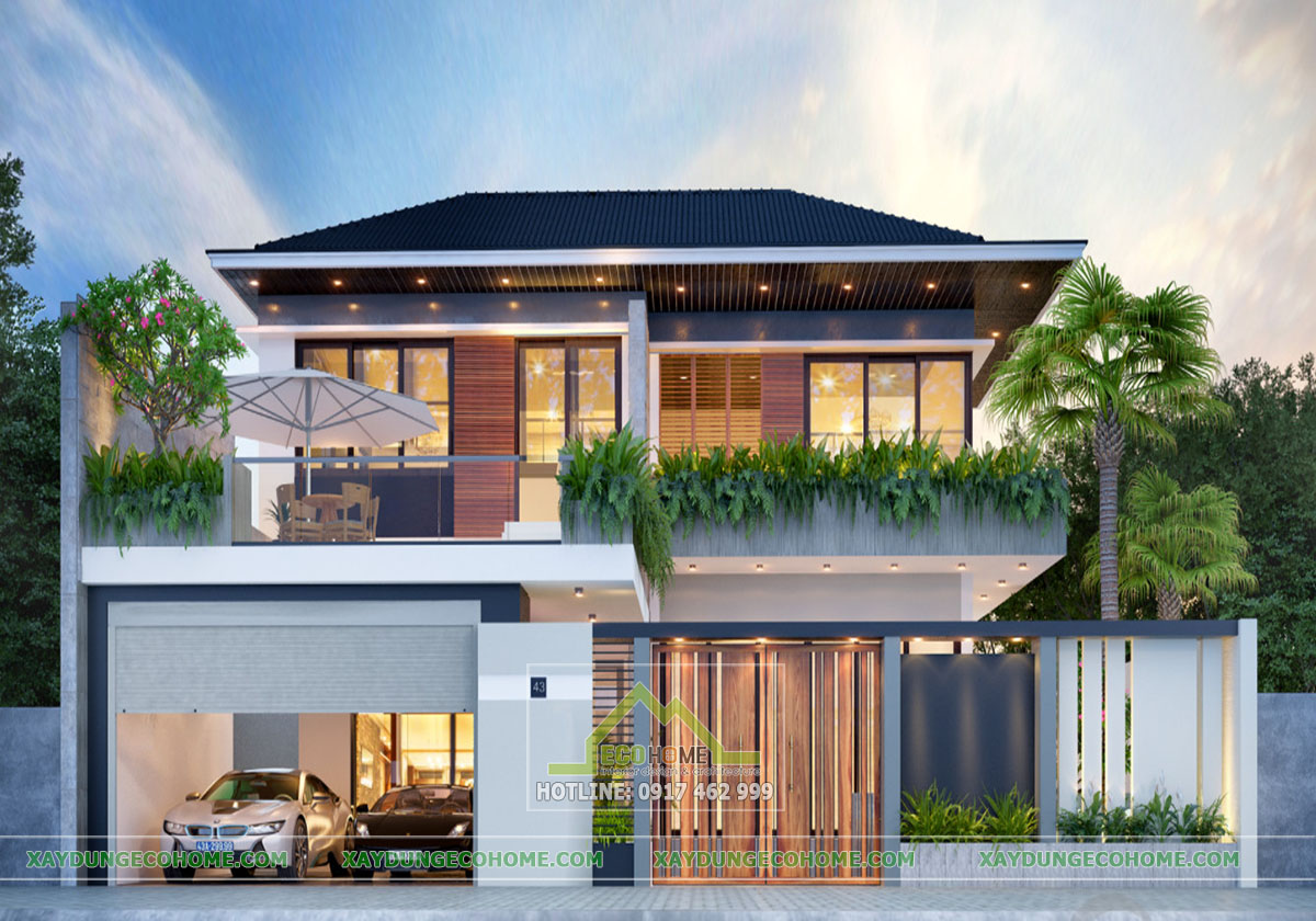 Mẫu biêt thự 2 tầng mái Thái đẹp - Công ty thiết kế biệt thự 2021